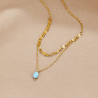 Blauwe Opal Druppel Gelaagde Ketting